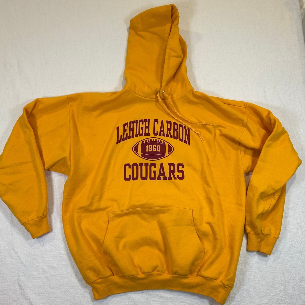 Lehigh Carbon Cougars Hoodie Yellow XL Mens Sweatshirt Port and Company